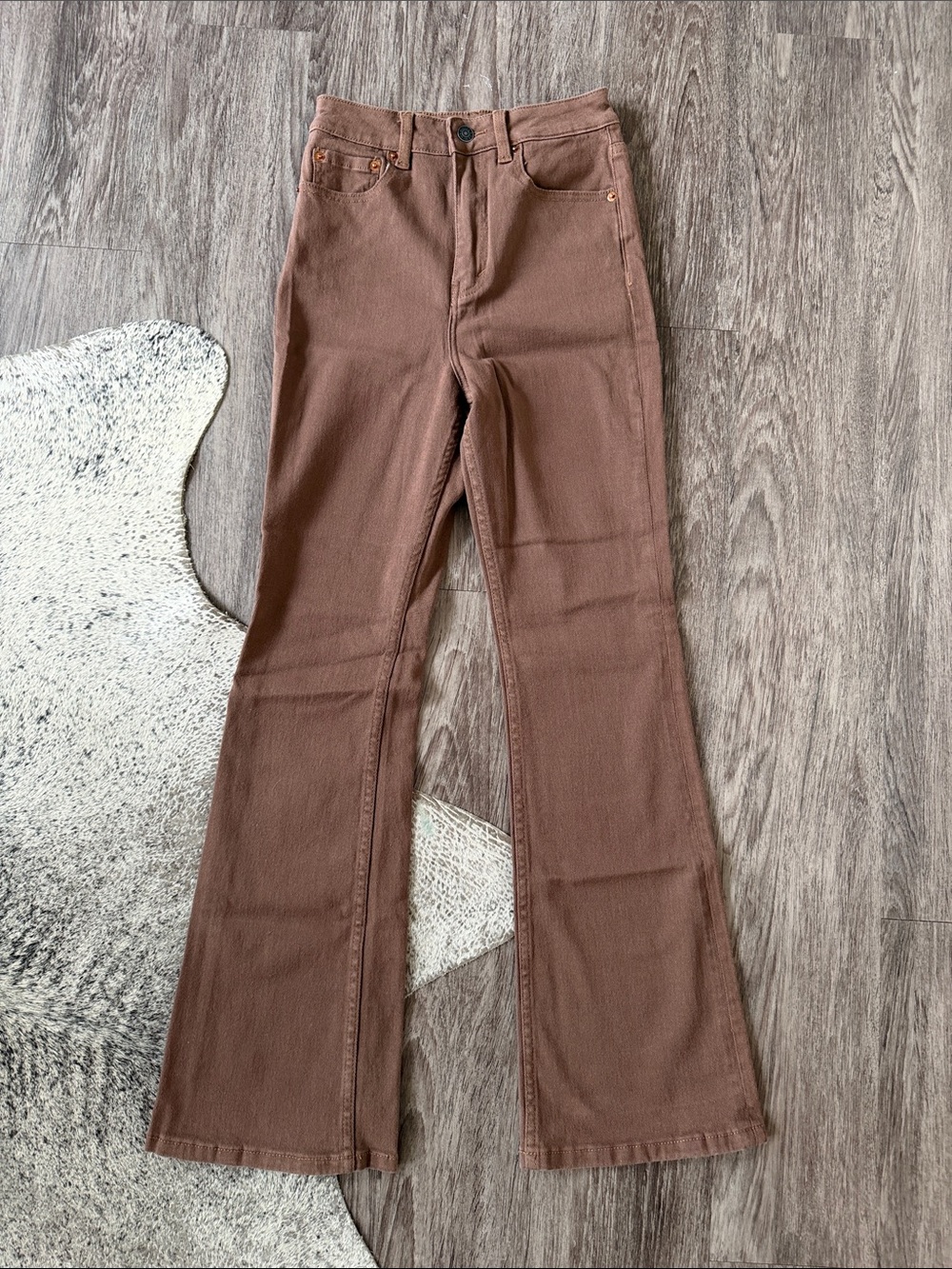 Motel Rocks Chocolate Brown High Waisted Flare Jeans